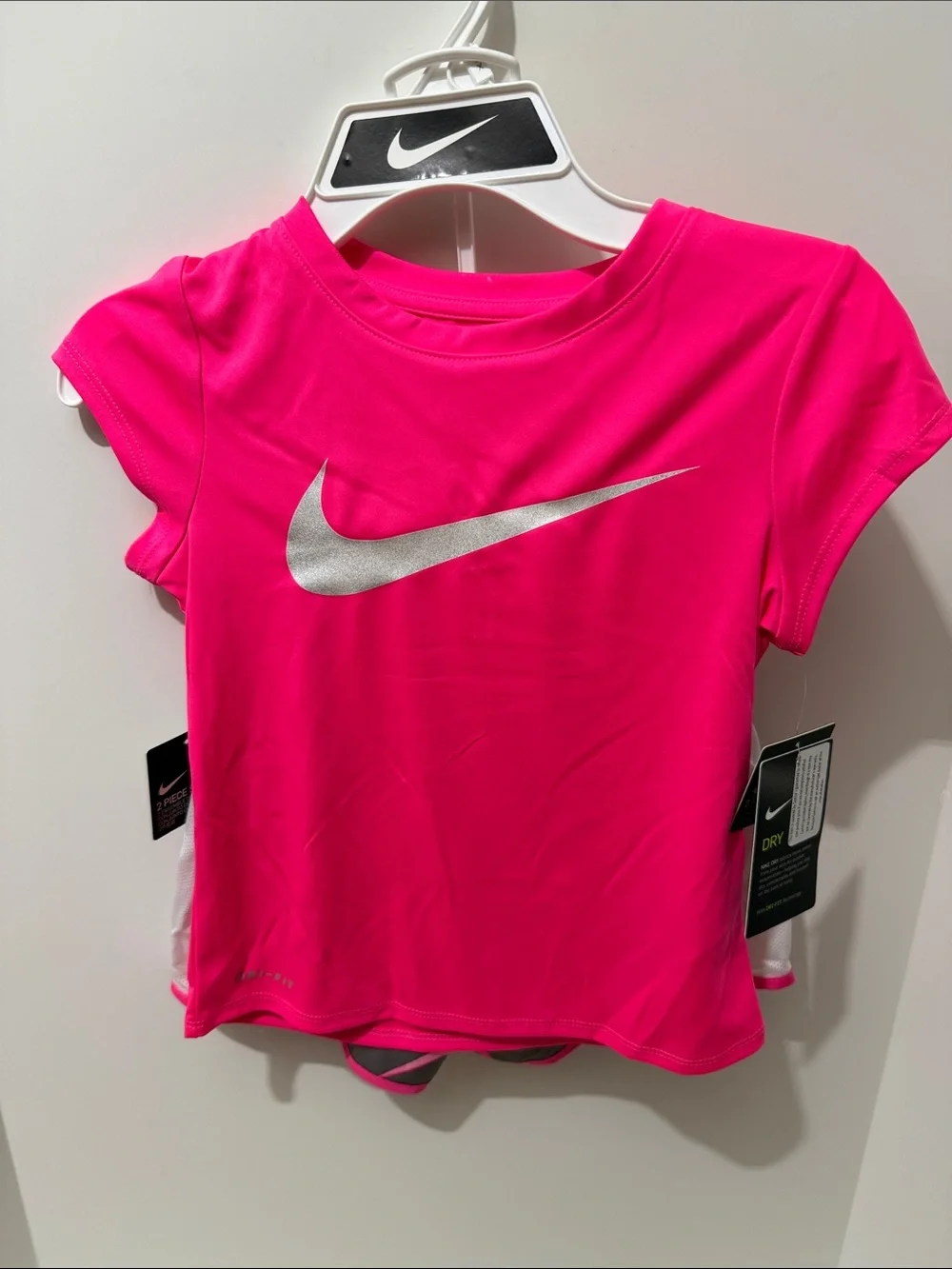 Nike Girls' Dri-FIT Hot Pink Short Sleeve Tee and shorts set